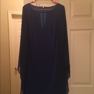 Blue Monif C dress. Size 1X. See through sleeve.